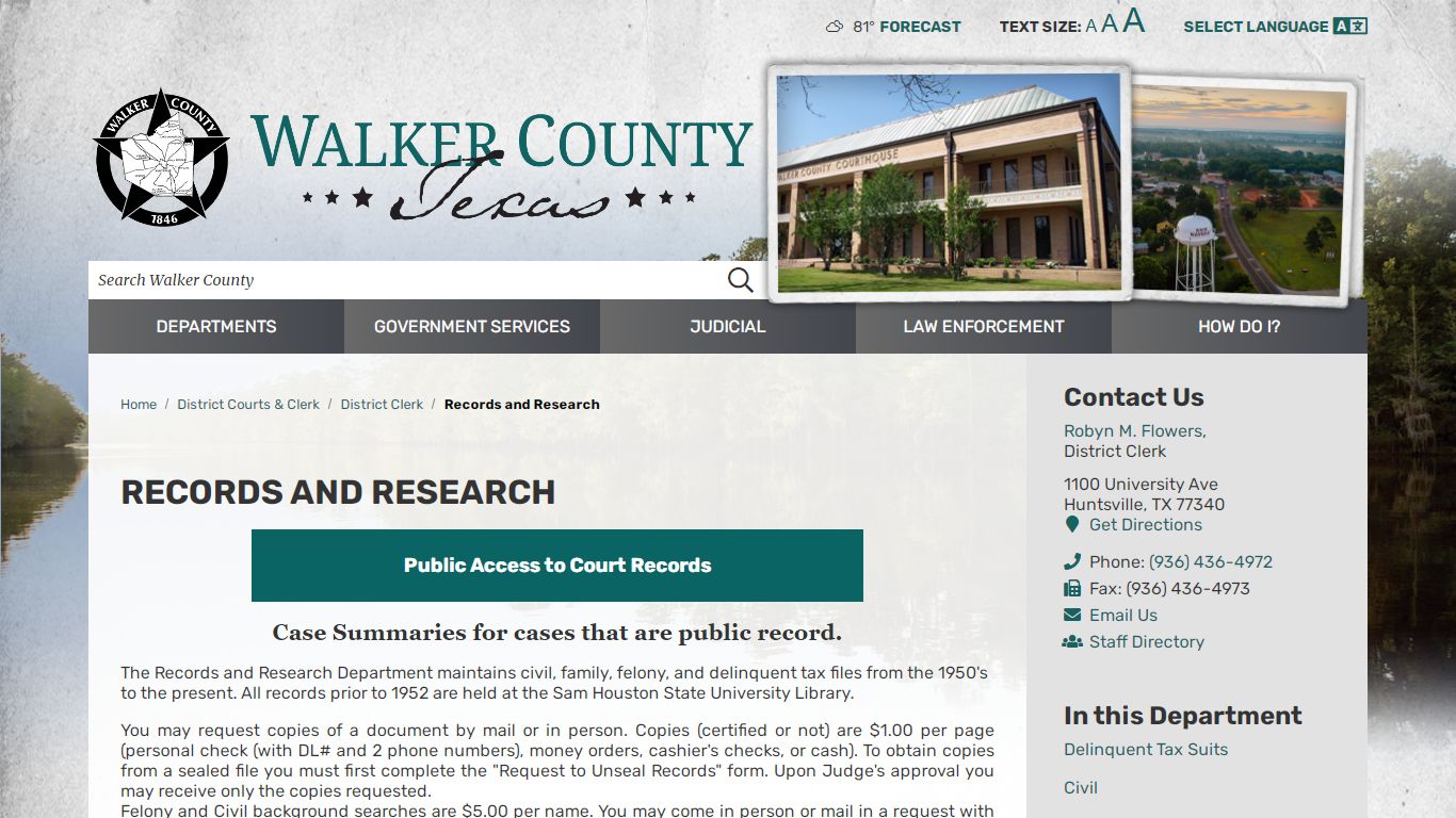 Records and Research / Walker County, TX