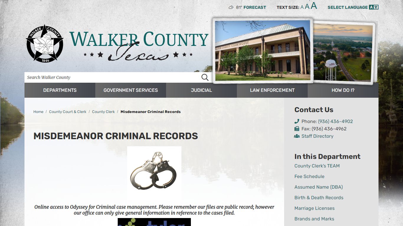 Misdemeanor Criminal Records / Walker County, TX