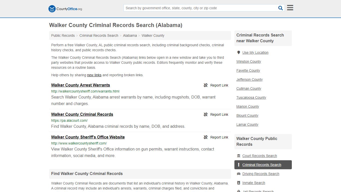 Walker County Criminal Records Search (Alabama) - County Office