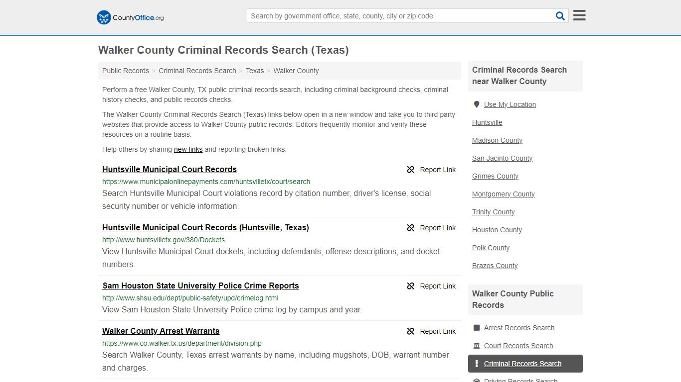 Criminal Records Search - Walker County, TX (Arrests, Jails & Most ...